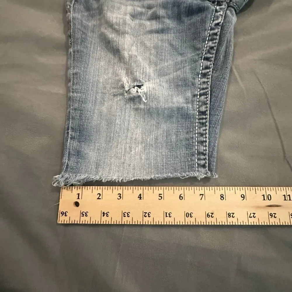 Women’s Distressed Denim Bermuda Shorts - Blue